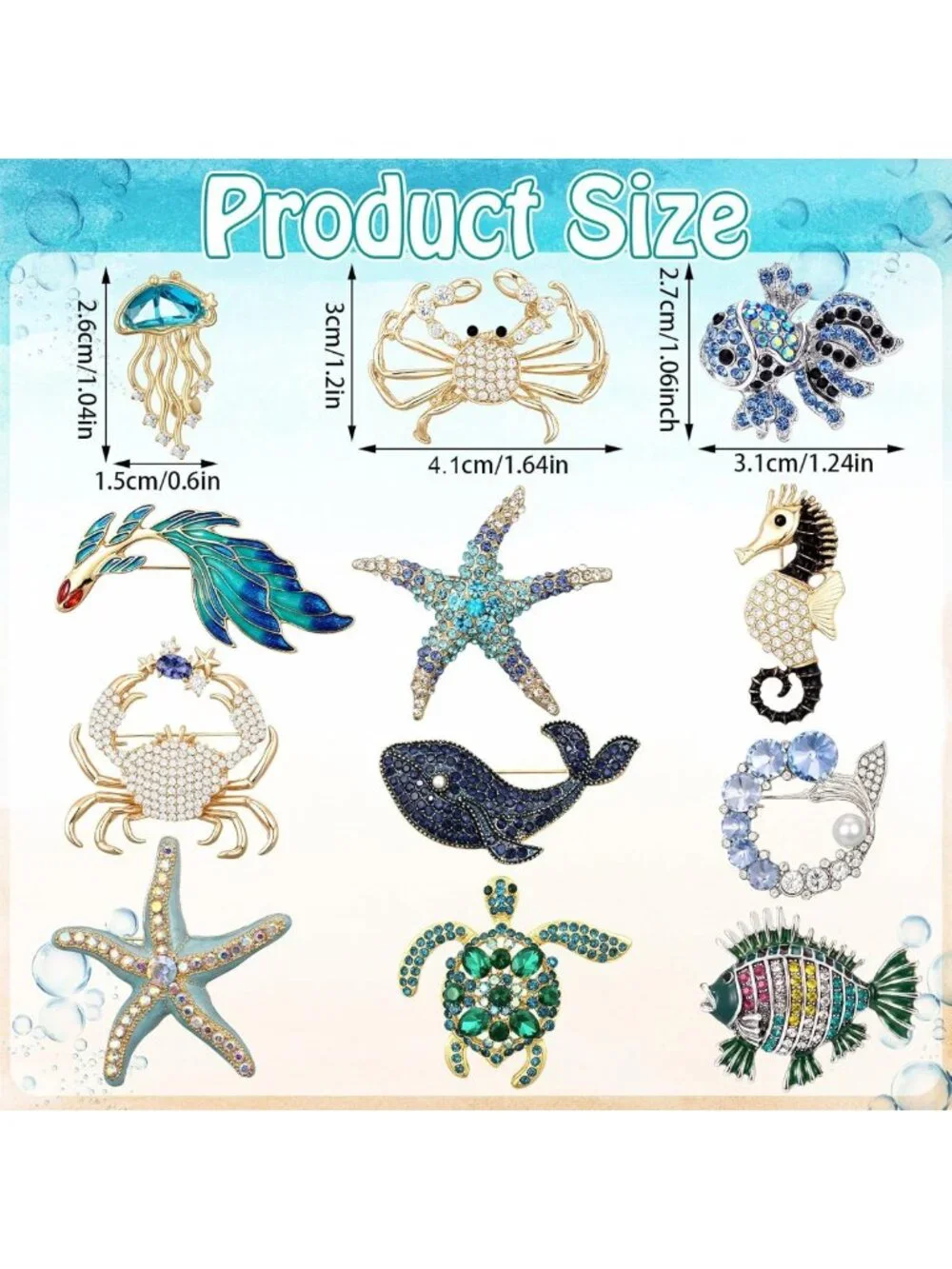 Vintage Rhinestone Brooch Set - 12 Pcs Women’s Pins for Fashion Accessories